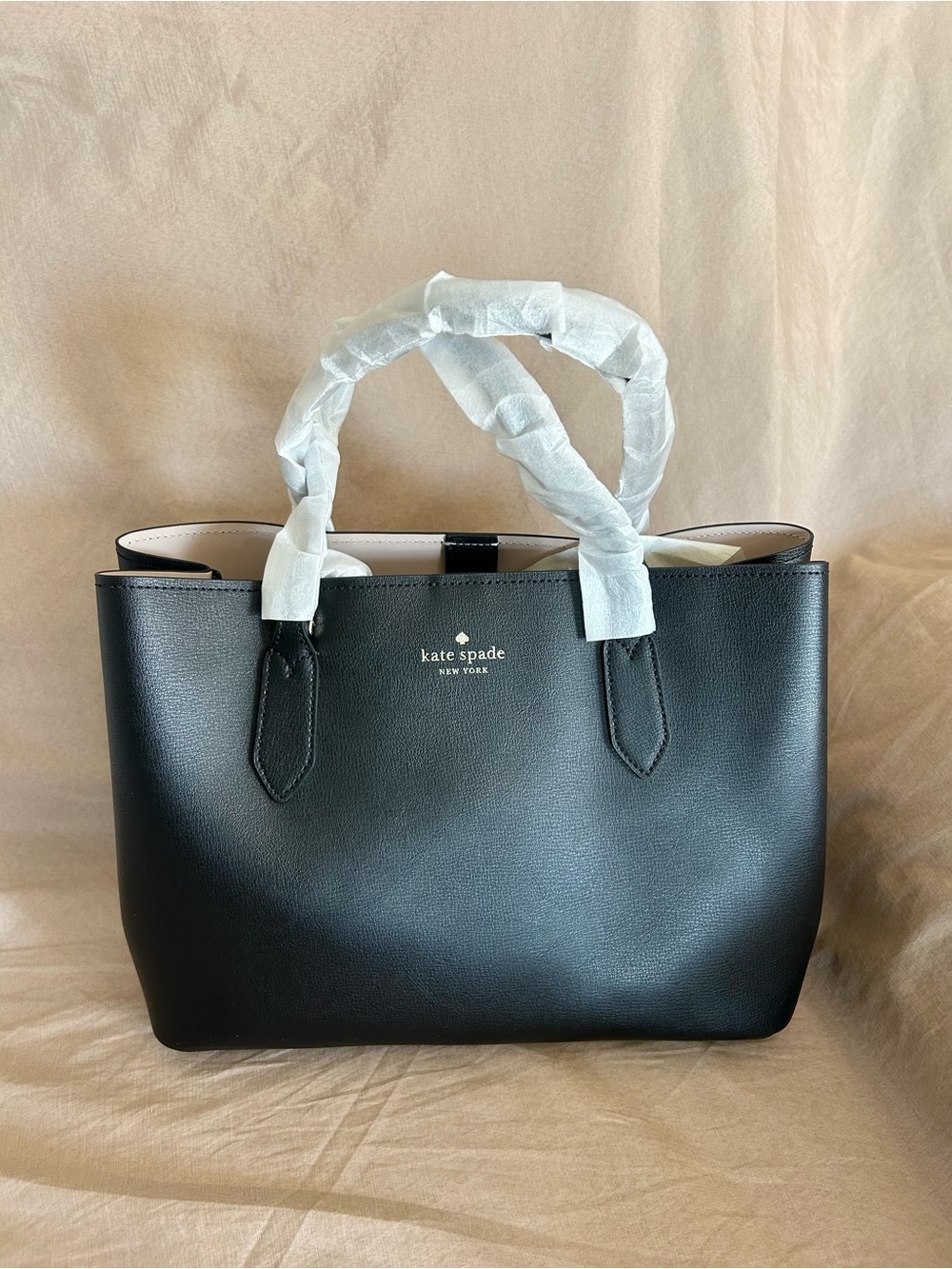 Kate Spade Black Structured Leather Tote bag with Top Handles